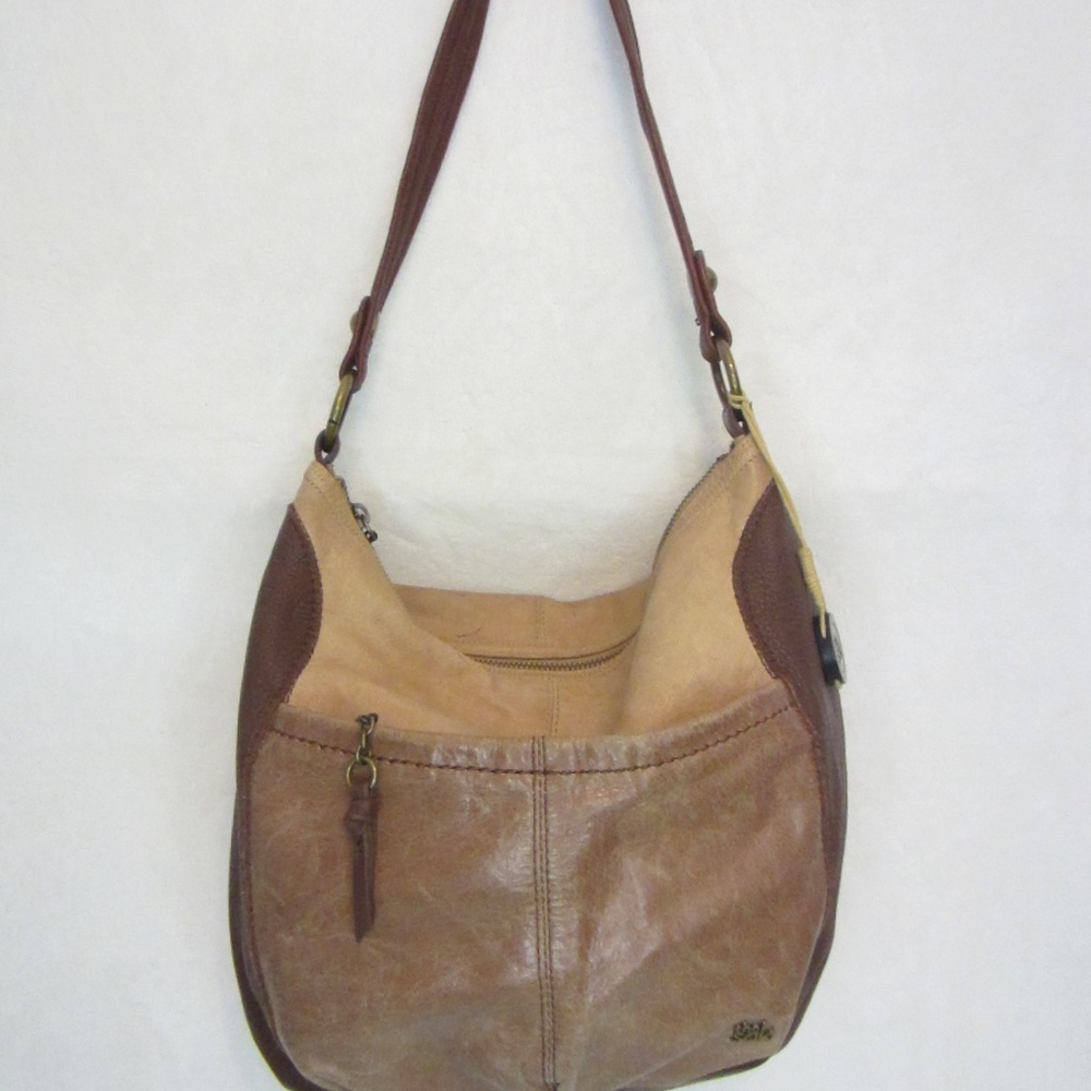 The Sak Brown Leather Tote Single Strap Zip Closure